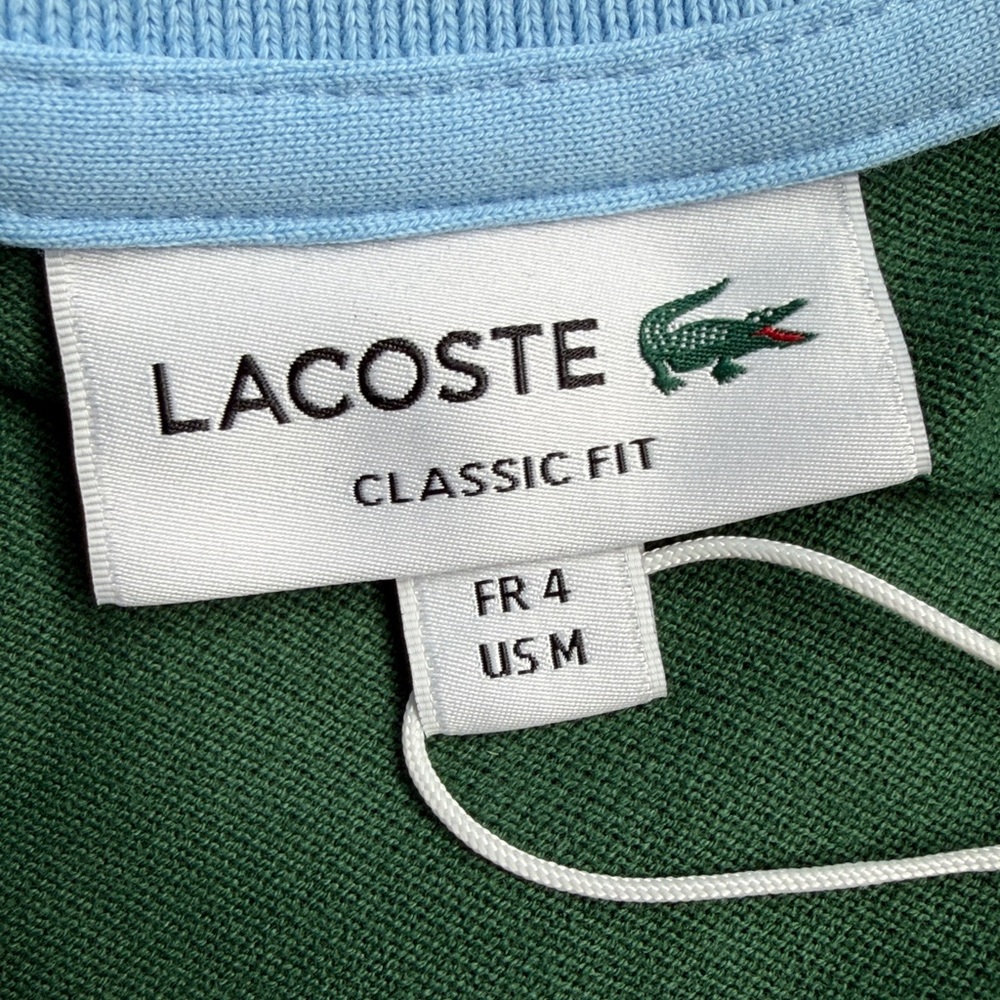 Lacoste Green Polo with Light Blue Collar - Picture 4 of 4